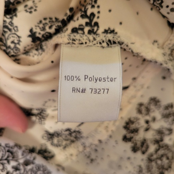 LC Lauren Conrad XL Blouse Cream Black Floral Longsleeve Sheer Button Up - Picture 11 of 16